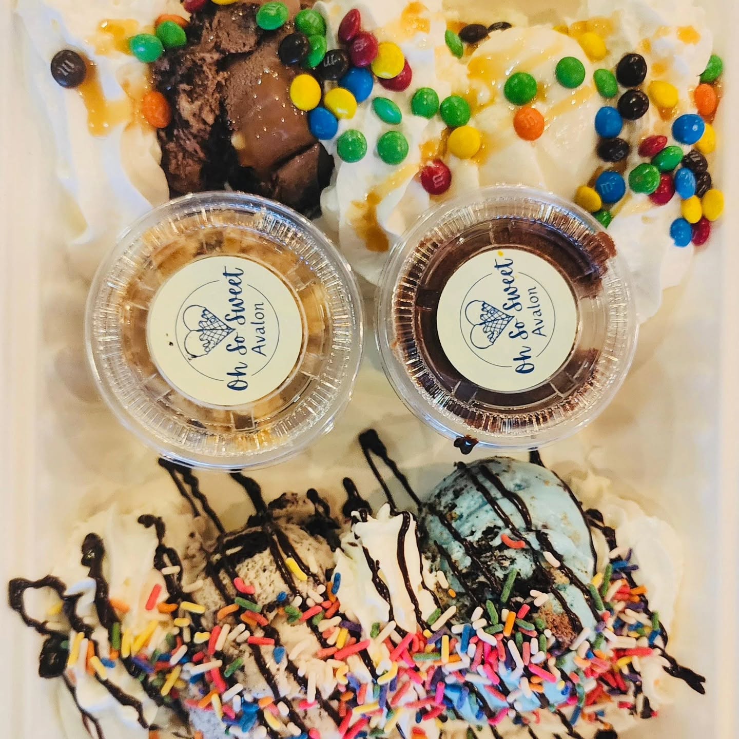 Ice cream boat with toppings