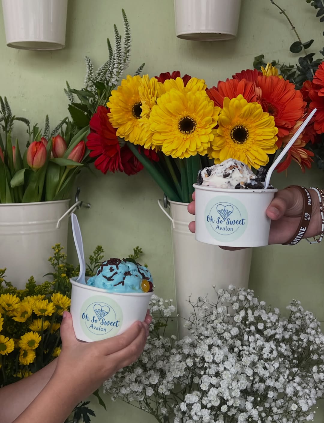Oh So Sweet Avalon ice cream with flowers